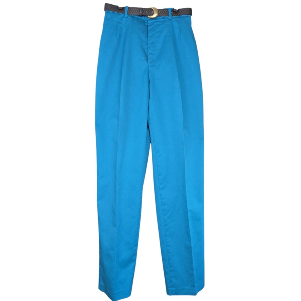 Vtg 80s Levi's Sportswear Womens 6 Pants Aqua High Rise Pleated Belted USA Made